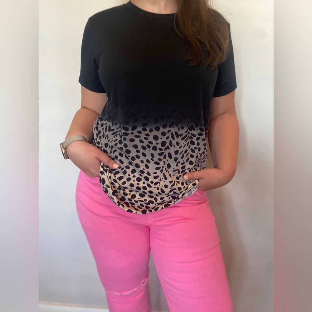 Take Me Anywhere Ombré Leopard Top- Black